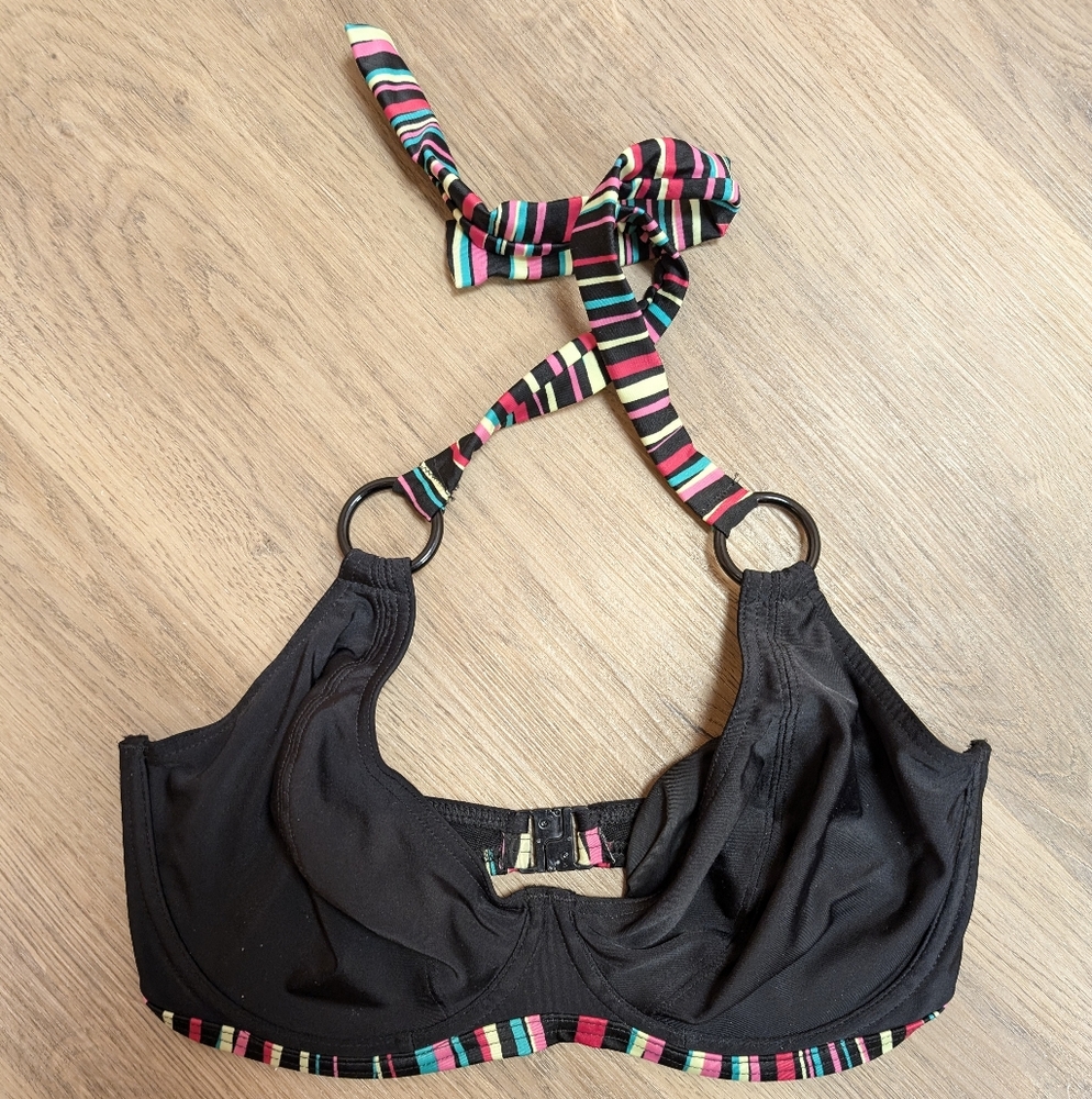 Freya Black Bikini Top with Multicolor Straps